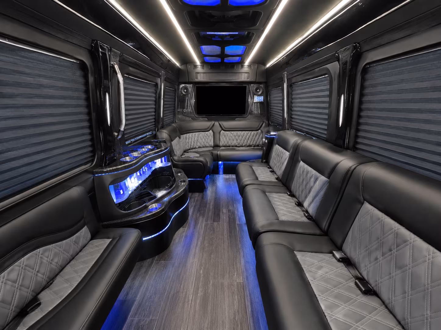 homestead 40 passenger party bus inside